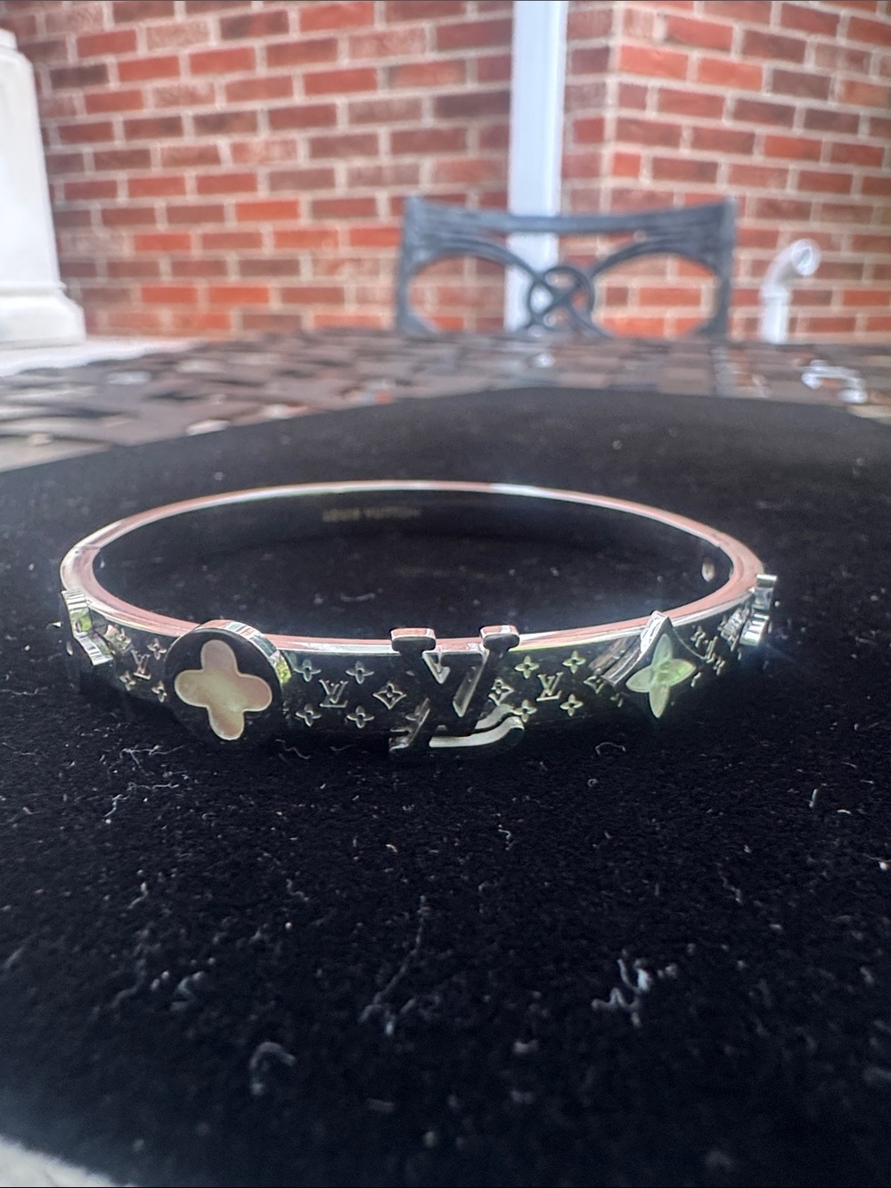 Bracelet  Silver Monogram Flower Bangle Bracelet